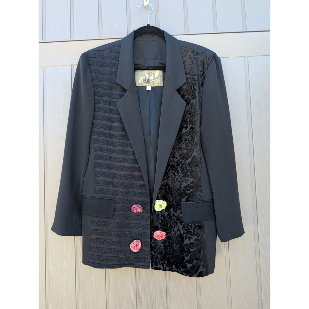 Delah Womens Blazer Sz S Black Lined 80s MSRP $330
